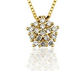 Colar em ouro amarelo 18K-750 com 16 Diamantes com 13pts - Cod.06-1096-2-013