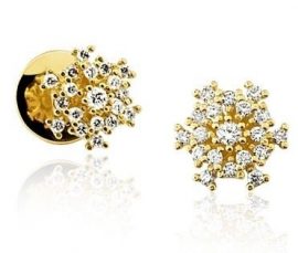 Par de Brincos em ouro amarelo 18K-750 com 38 Diamantes com 35pts - Cod.02-2981-2-035