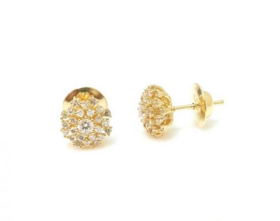 Par de Brincos em ouro amarelo 18K-750 com 50 Diamantes com 57pts - Cod.02-3009-2-057