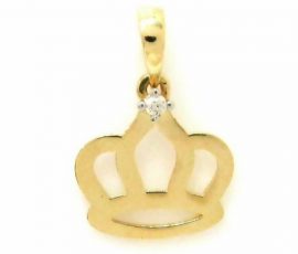 Pingente Coroa em ouro amarelo 18K-750 com 1 Diamante de 1pt - Cod.05-1237-2-001