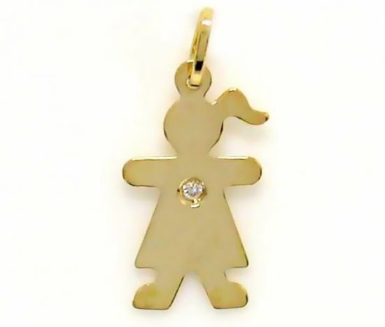 Pingente Menina em ouro amarelo 18K-750 com 1 Diamante de 1pt - Cod. 05-0548-2-001