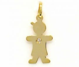 Pingente Menino em ouro amarelo 18K-750 com 1 Diamante de 1p - Cod.05-0549-2-001