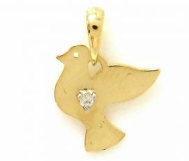 Pingente Pomba em ouro amarelo 18K-750 com 1 Diamante de 1pt - Cod.05-1241-2-001