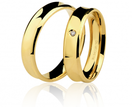 Par Alianças em ouro amarelo 18k-750 com 1 diamante - 7502102000_7602102002Br