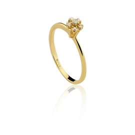 Anel em ouro amarelo 18k-750 com diamantes - 0300292007Br