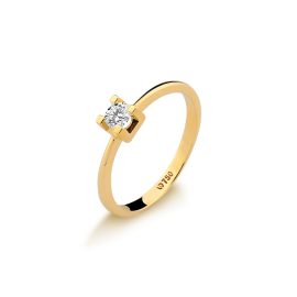 Solitário em ouro amarelo 18k-750 com diamante - 0800582020Br