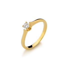 Solitário em ouro amarelo 18k-750 com diamante - 0800872020Br