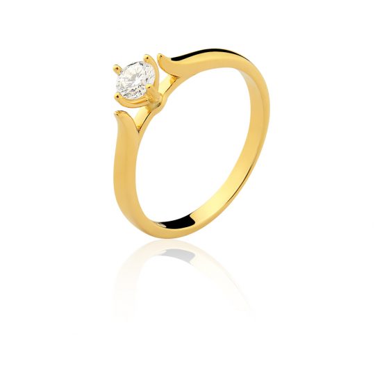 Solitário em ouro amarelo 18k-750 com diamante - 0800892030Br