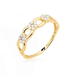 Anel em ouro amarelo 18k com 21 diamantes