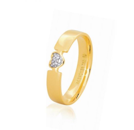 Anel em ouro amarelo 18k coração com diamantes-75.0317.2.004