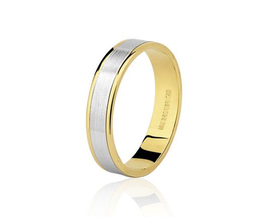 Aliança Trabalhada em Ouro Amarelo 18K com detalhe em Ouro Branco 7501584000