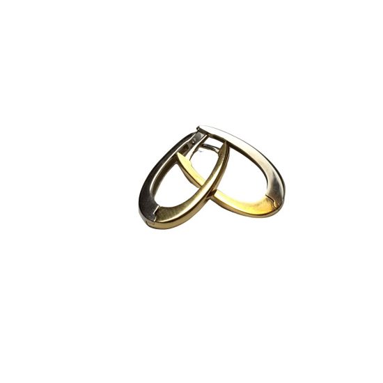 Brincos argola oval em ouro branco e amarelo 18k