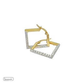 Brincos articulado quadrado em ouro amarelo e branco 18k