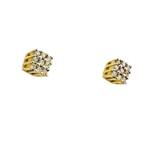 Brincos quadrado em ouro 18k com diamante