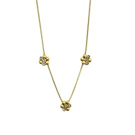 Gargantilha em ouro 18k tres flores com diamantes